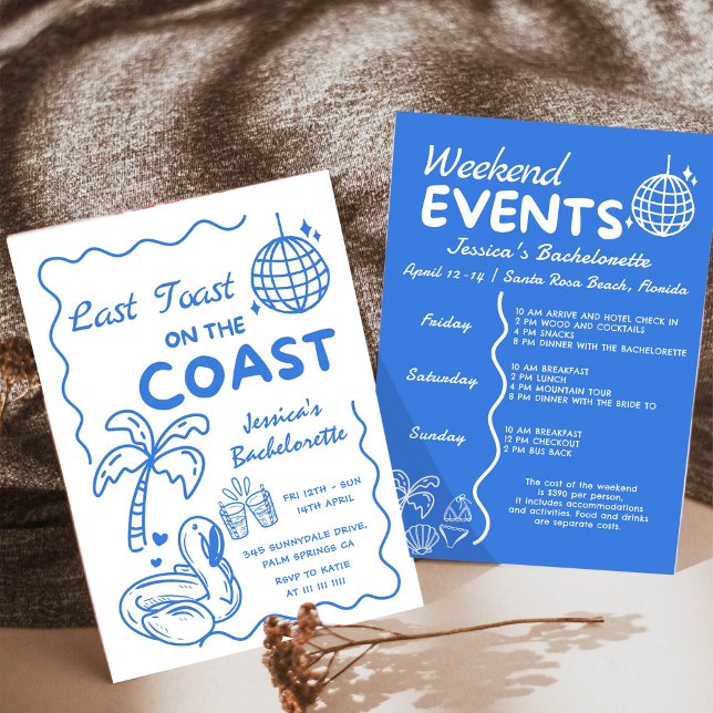 Invitation Dernier Toast Sur La Côte Week-end Enterrement de  (Créateur téléchargé)