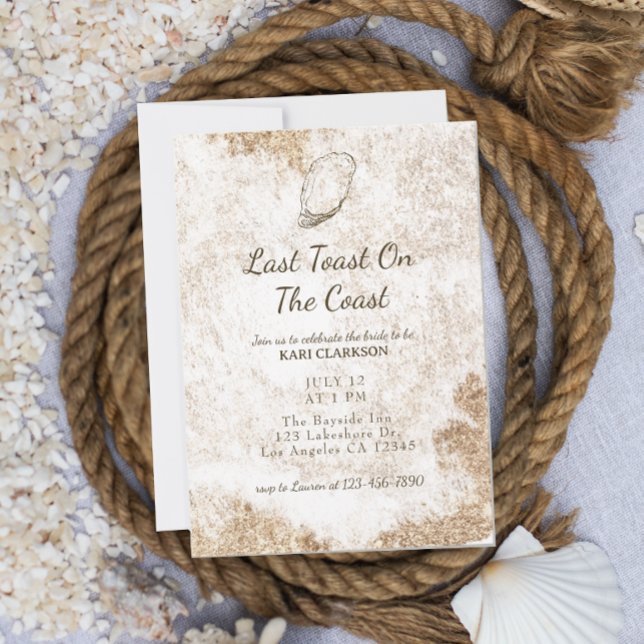 Invitation Dernier Toast sur la plage de la côte Bachelorette (Créateur téléchargé)