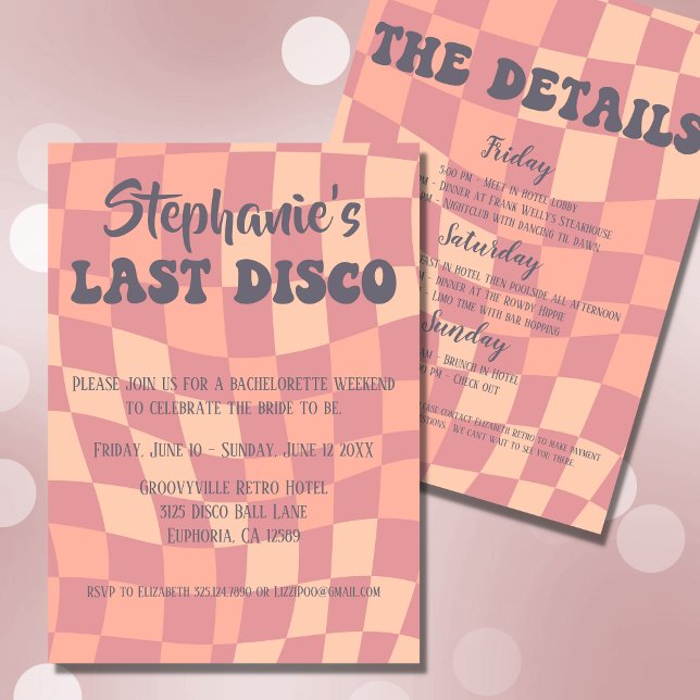 Invitation Dernière Disco les années 70 Bachelorette Invitati (Créateur téléchargé)
