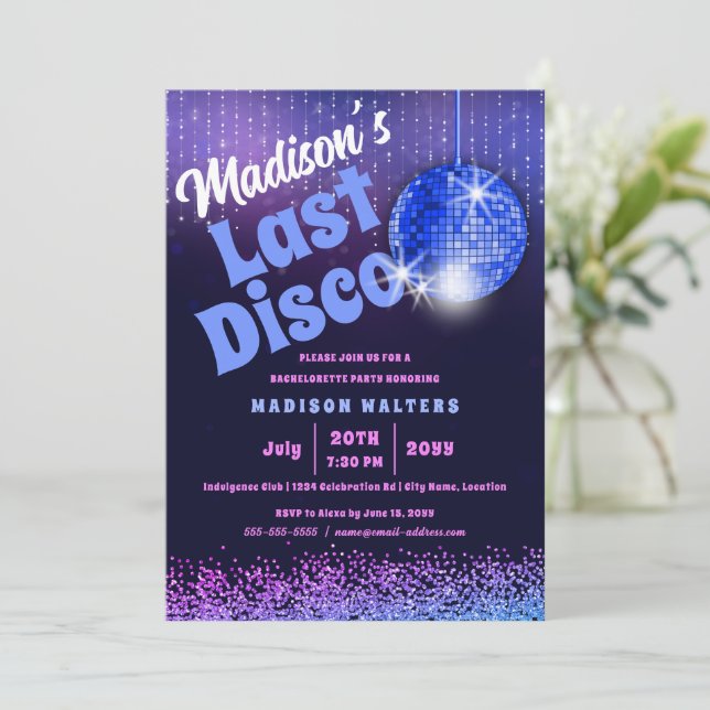 Invitation Dernière disco rétro Bachelorette (Debout devant)