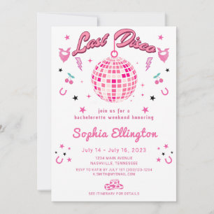 Invitation Dernière Disco Rose Bachelorette Week-end Itinérai