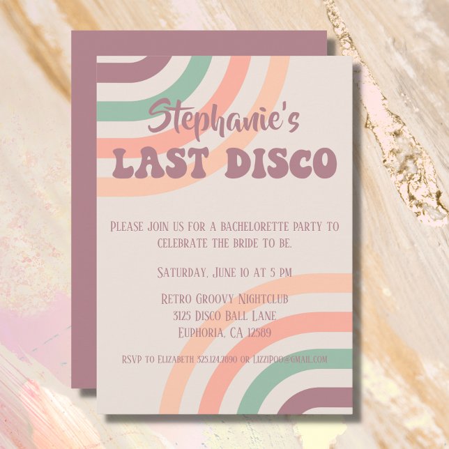 Invitation Dernière discothèque simple Retro Bachelorette Inv (Créateur téléchargé)