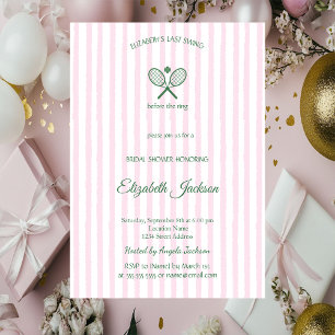 Invitation Dernière Fête des mariées à rayures rose-rose