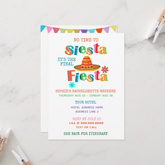 Invitation Dernière Fête Itinéraire Bachelorette (Devant/Arrière en situation)