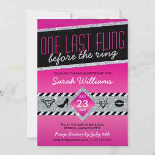 Invitation dernière Fling Bachelorette Party (rose