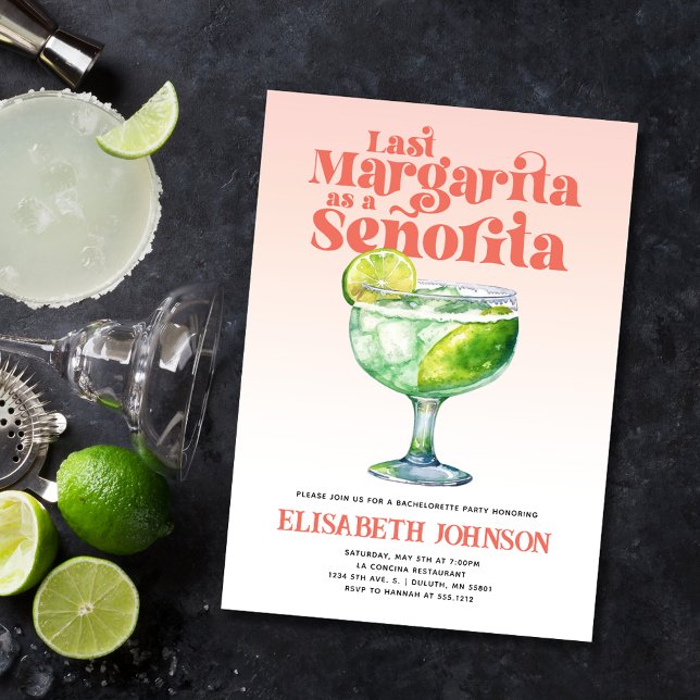Invitation Dernière Margarita branchée comme une Señorita Bac (Créateur téléchargé)