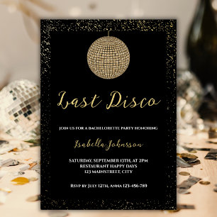 Invitation Dernière Parties scintillant d'or du boule de disc