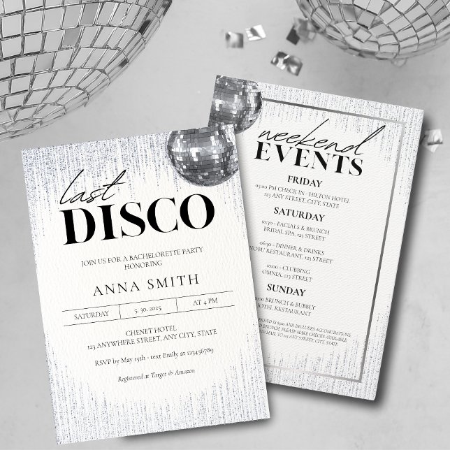 Invitation Dernière soirée disco Glitz & Glam Bachelorette (Créateur téléchargé)