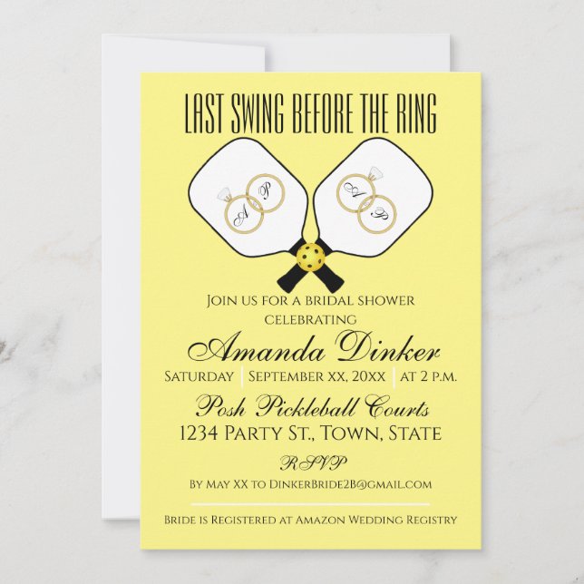 Invitation Dernière swing avant la bague Mariage Pickleball I (Devant)