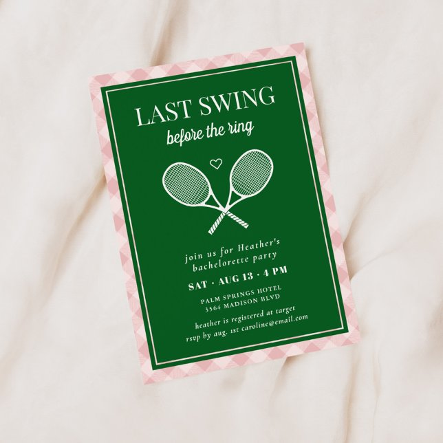 Invitation Dernière swing avant la ceinture de tennis Bachelo (Créateur téléchargé)