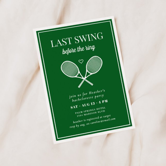 Invitation Dernière swing avant la ceinture de tennis Bachelo (Créateur téléchargé)