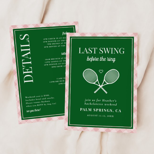 Invitation Dernière swing avant la ceinture de tennis Bachelo (Créateur téléchargé)