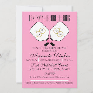 Invitation Dernière swing avant l'anneau Mariage Pickleball r