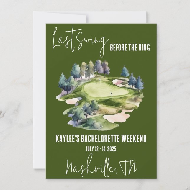 Invitation Dernière Swing, Golfing Bachelorette Week-End Part (Devant)