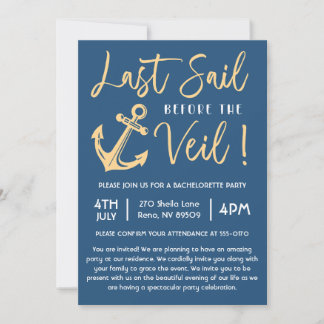 Invitation Dernière voile avant la soirée d'enterrement de vi