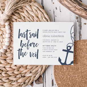 Invitation Dernière voile avant le Veil Bateau Bachelorette P