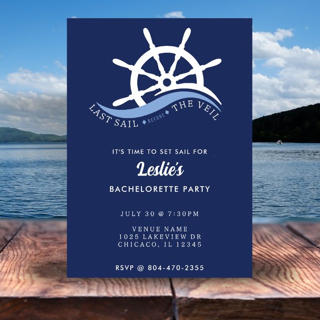 Invitation Dernière voile avant le Veil Helm Bachelorette Par (Last Sail Before the Veil Helm Bachelorette Party Invitation
)