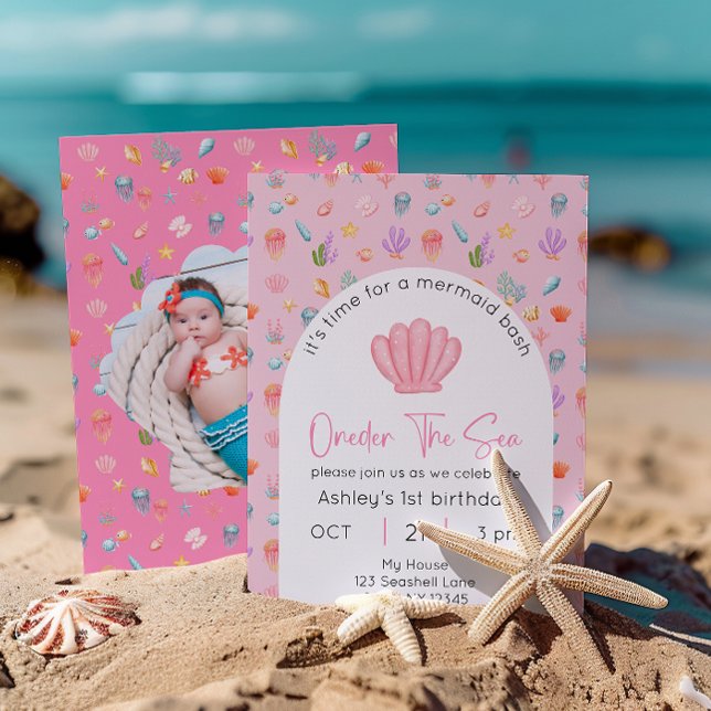 Invitation Derrière La Photo D'Anniversaire De La Mer (Créateur téléchargé)