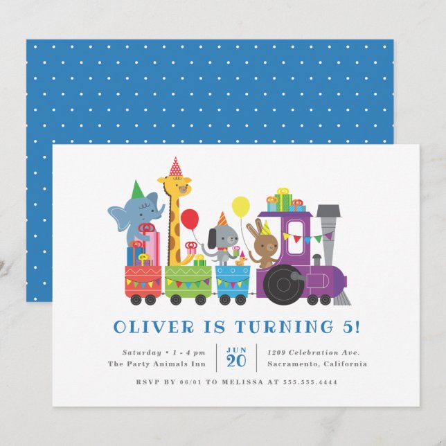 Invitation Des animaux de la petite fête forment la fête d'an (Devant / Derrière)