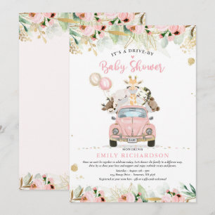 Invitation Des animaux verts Gold Safari conduisent par Baby 