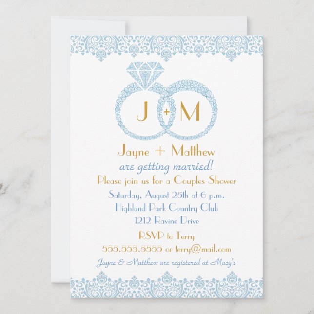 Invitation des anneaux de Mariage de dentelle (Devant)