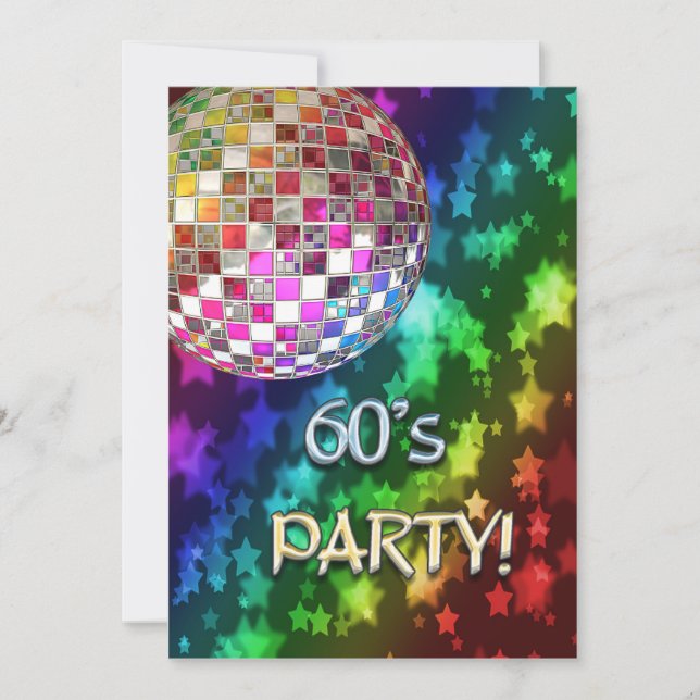 Invitation des années 60 avec boule disco et arc-e (Devant)