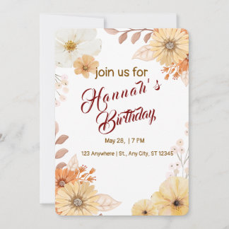 Invitation des Anniversaires de enfants floraux -