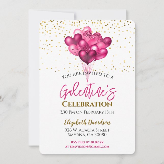 Invitation des ballons de coeur de la fête de la S (Devant)