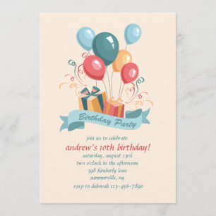 Invitation des ballons de fête d'anniversaire