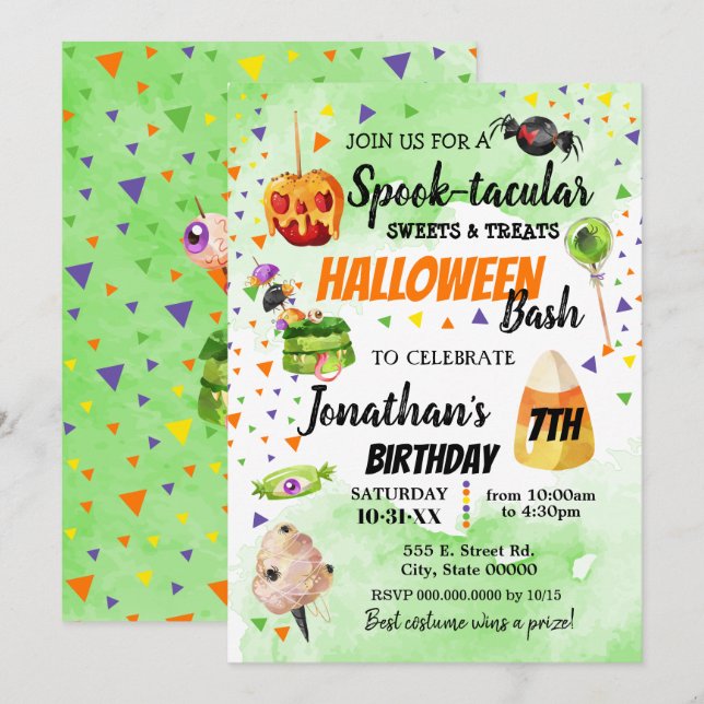 Invitation Des bonbons cuits et régalez l'anniversaire d'hall (Devant / Derrière)