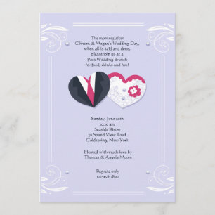 Invitation des cœurs de marié et de mariée