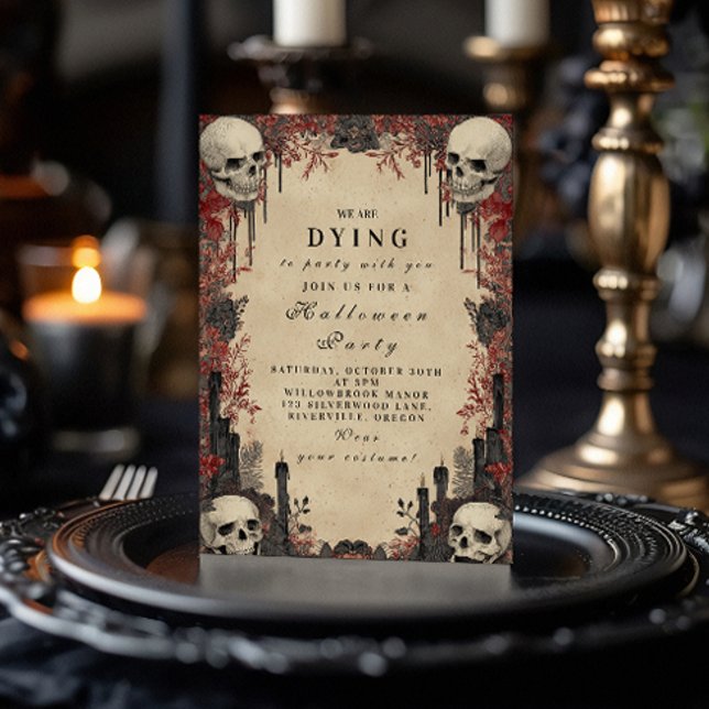 Invitation Des crânes parmi les Roses Hantés Célébration (Créateur téléchargé)