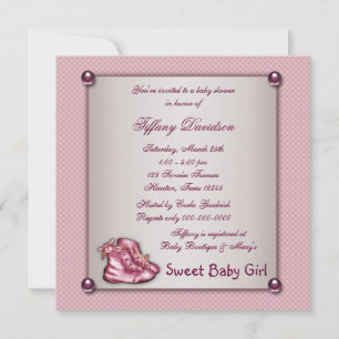 Invitation Des crottes roses Douche pour bébé rose Vintage