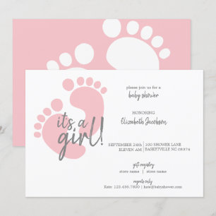 Invitation Des empreintes roses mignonnes C'est un Baby showe