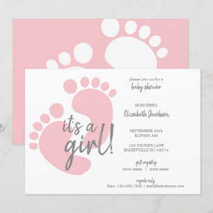 Invitation Des empreintes roses mignonnes C'est un Baby showe