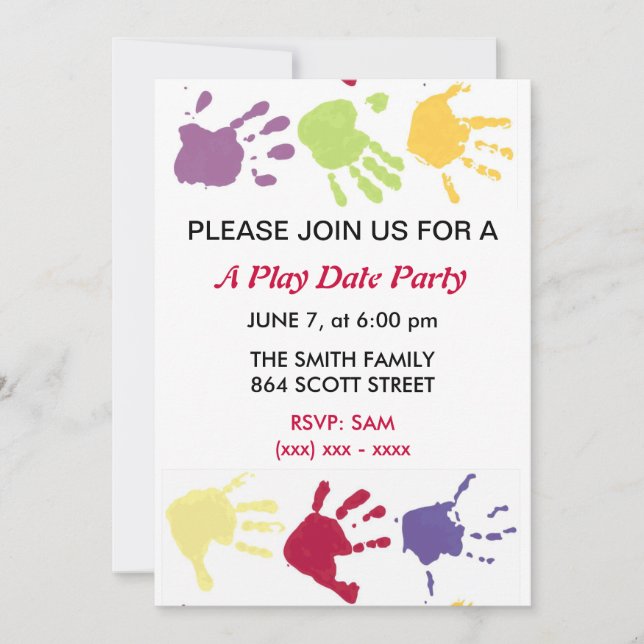 Invitation des enfants à une fête de la date de la (Devant)