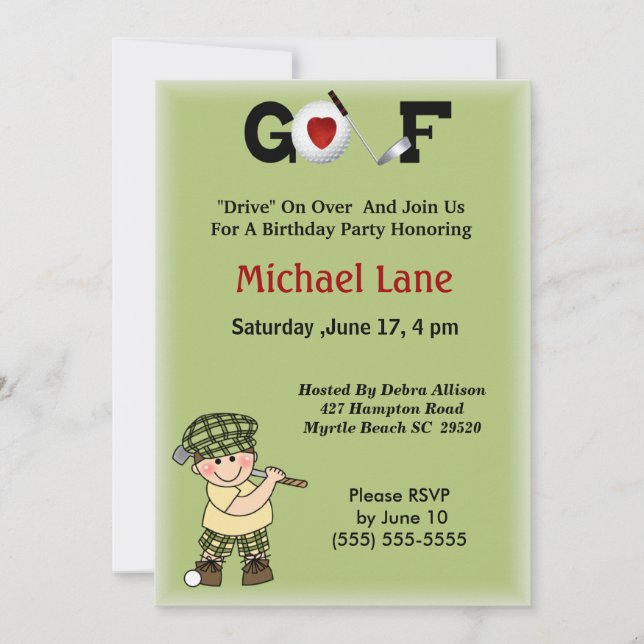 Invitation des enfants Little Golfer (Devant)