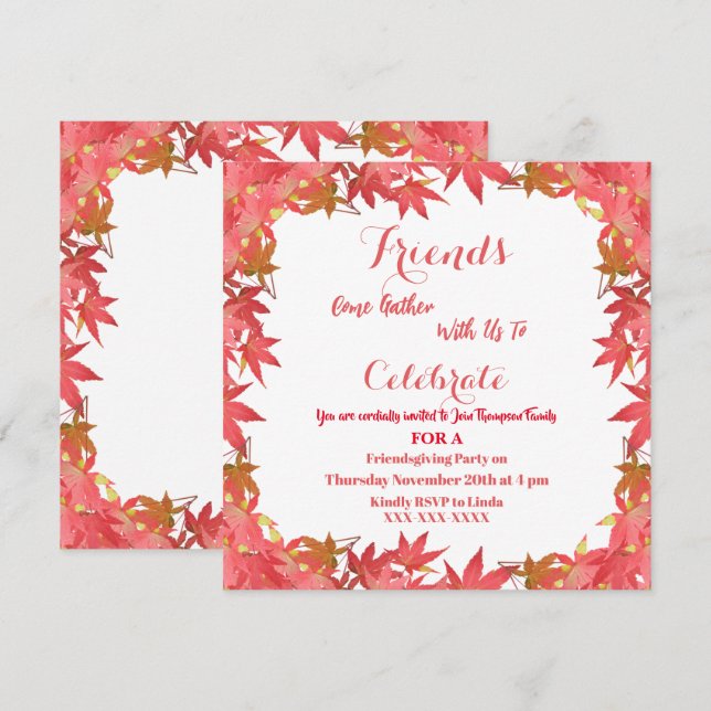  Invitation des Feuilles de l'érable à l'automne (Devant / Derrière)