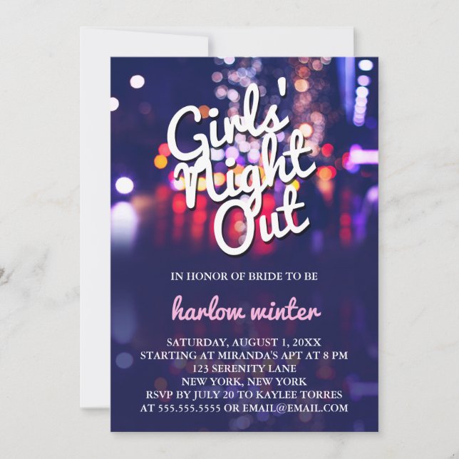 Invitation Des filles de la nuit partie de Bachelorette (Devant)