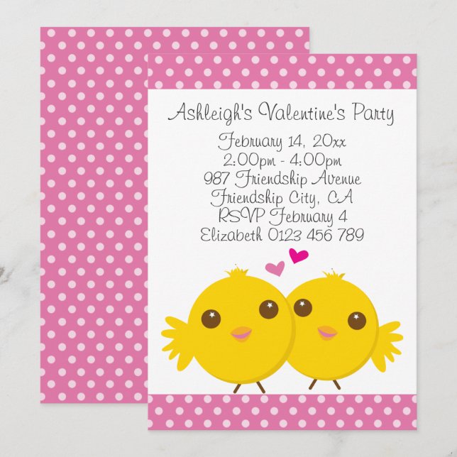 Invitation Des filles douces à la fête des enfants roses amou (Devant / Derrière)