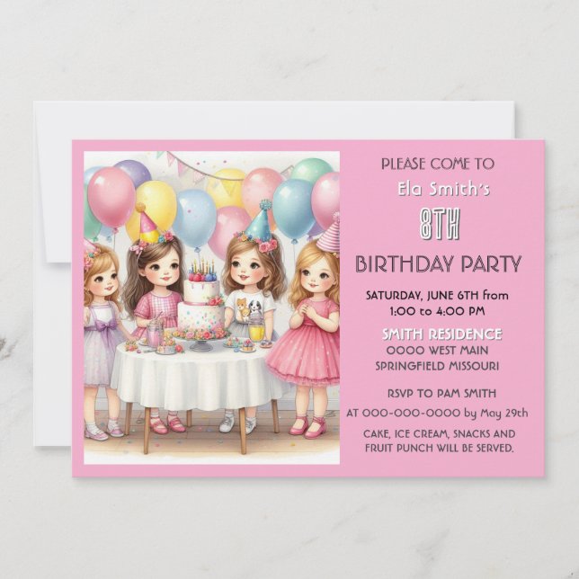 Invitation des filles du 8e anniversaire des ballo (Devant)