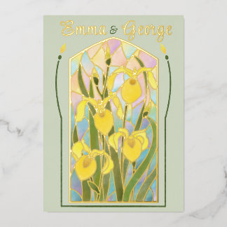 Invitation des Iris en Verre Satiné Gold Foil