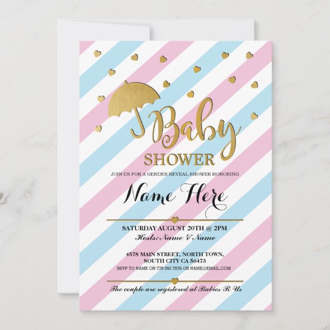 Invitation des jumeaux Baby shower bleu rose pour  (Devant)