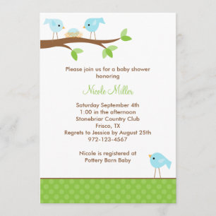 Invitation des oiseaux bleus et des Baby showers d