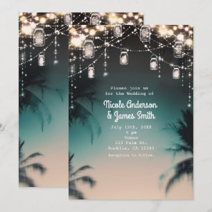 Invitation Des palmiers illuminent le mariage élégant des pla