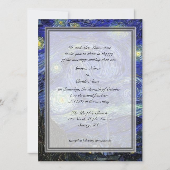Invitation des parents de chambre, Nuit étoilée (Devant)