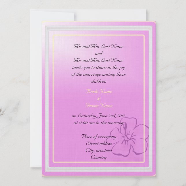 Invitation des parents mariés et mariés (Devant)