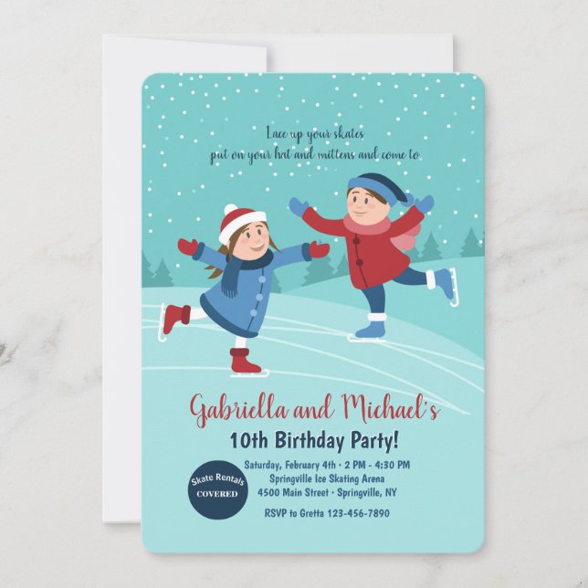 Invitation des patineurs de glace garçons et fille (Devant)
