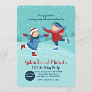 Invitation des patineurs de glace garçons et fille