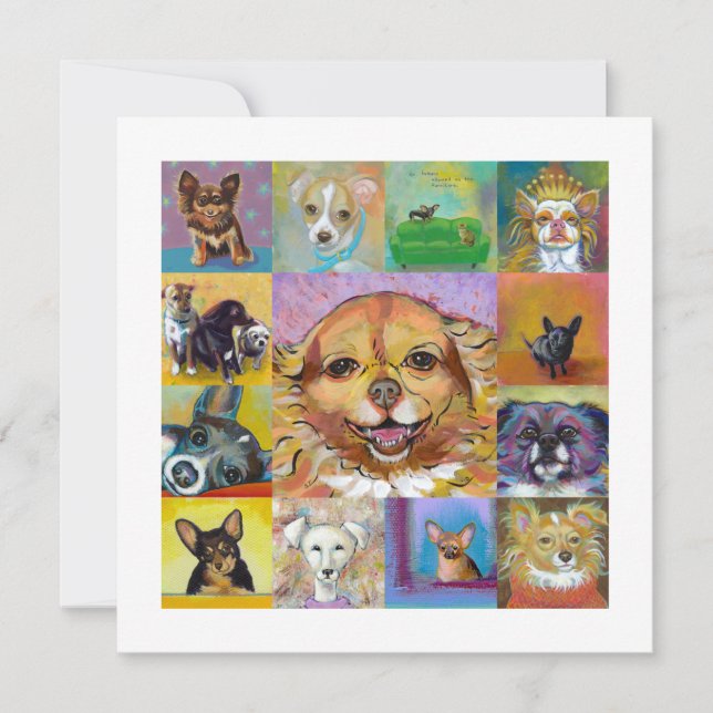 Invitation Des peintures contemporaines de chiens colorées de (Devant)